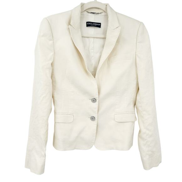Dolce & Gabanna Womens Academia Career Preppy Italy Linen Blend Blazer Jacket 42 - Picture 1 of 11